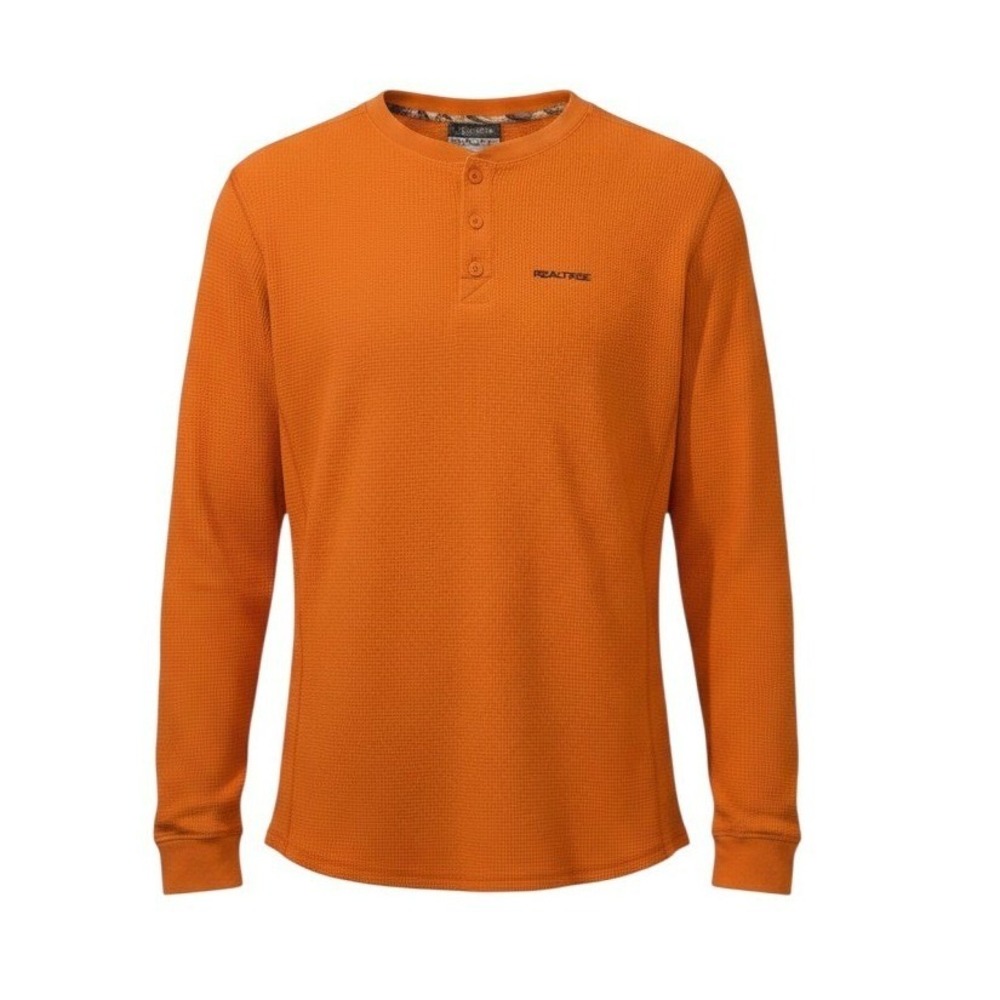 Realtree Hunter's Orange Thermal Long Sleeve Henley Shirt Men's Size L